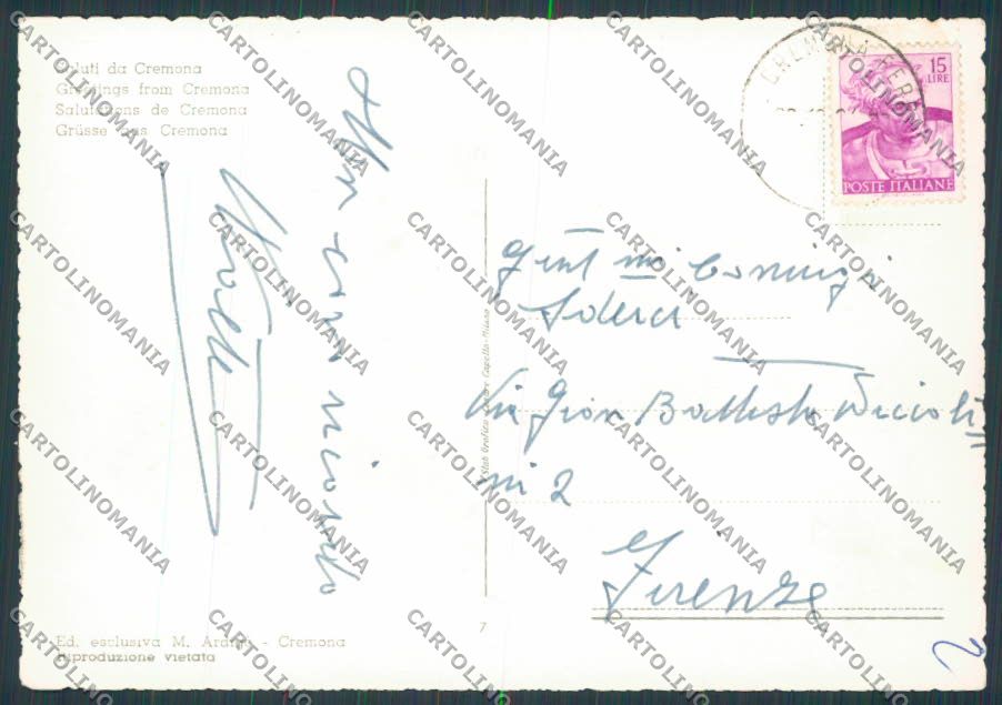 Cremona Città Vedutine foto FG cartolina BB3305 – retro