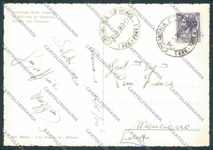 Cremona Città Vedutine saluti da foto FG cartolina BB3325 – retro