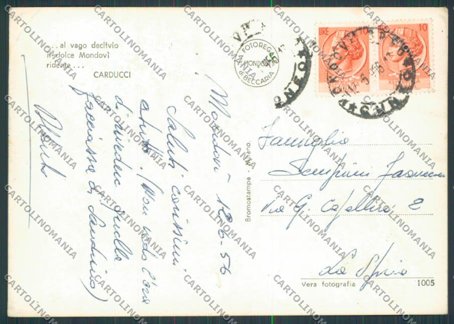 Cuneo Mondovì saluti da Vedutine foto FG cartolina BB3366 – retro