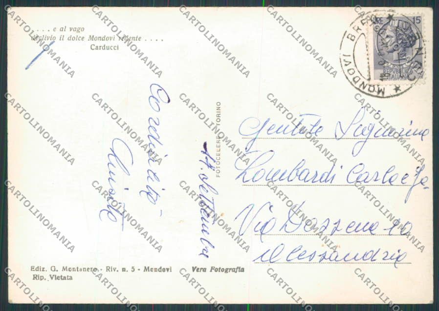 Cuneo Mondovì Torre Belvedere foto FG cartolina BB3371 – retro