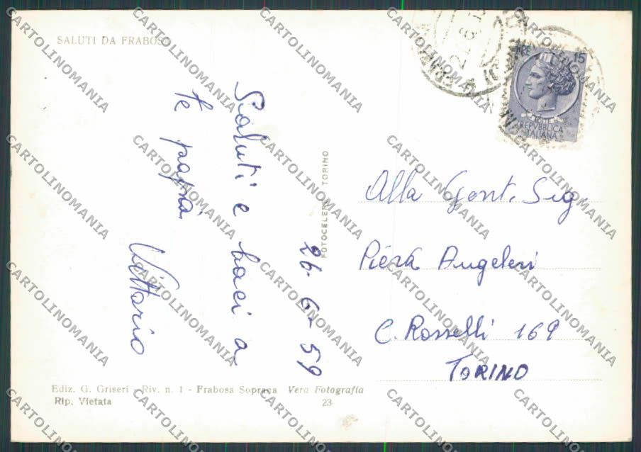 Cuneo Frabosa Soprana Seggiovia Monte Moro foto FG cartolina BB3394 – retro