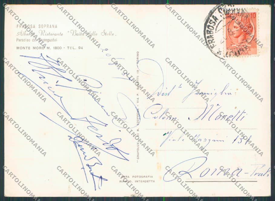 Cuneo Frabosa Soprana Monte Moro foto FG cartolina BB3400 – retro