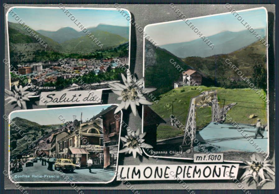 Cuneo Limone Piemonte saluti Confine Francia Seggiovia foto FG cartolina BB3429 – fronte