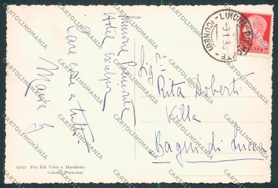 Cuneo Limone Piemonte Campo Principe di Sci FG cartolina BB3439 – retro