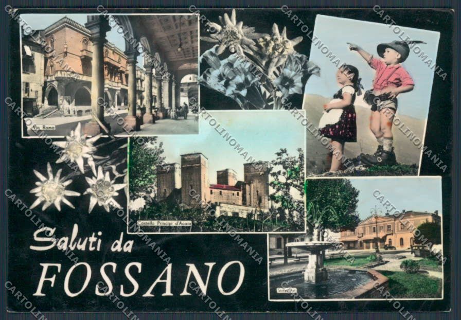 Cuneo Fossano saluti da foto FG cartolina BB3460 – fronte