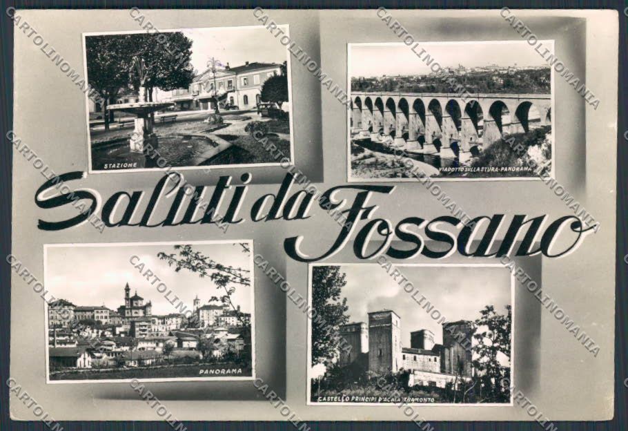 Cuneo Fossano saluti da foto FG cartolina BB3461 – fronte