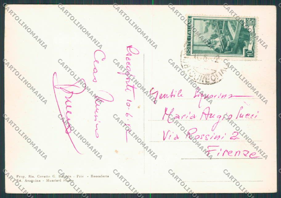 Cuneo Roccaforte Mondovì PIEGA FG cartolina BB3509 – retro