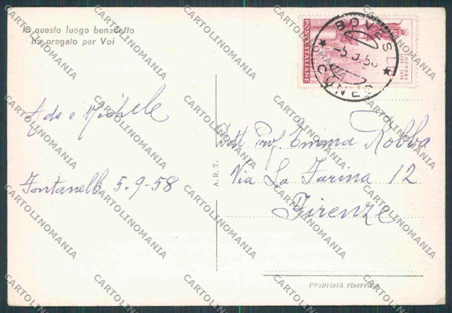 Cuneo Boves Fontanelle Santuario FG cartolina BB3519 – retro