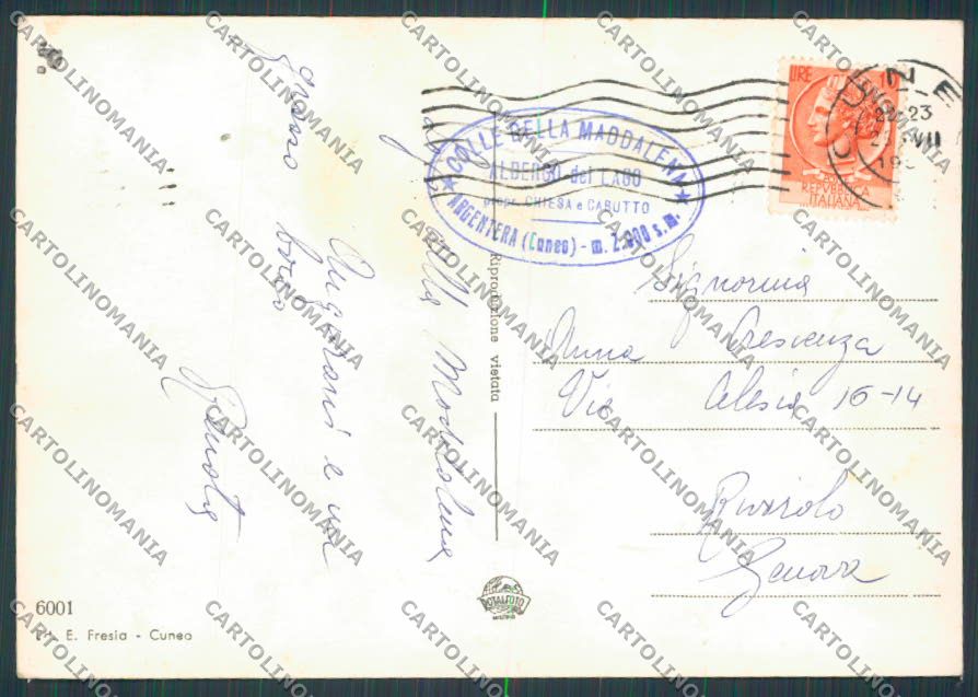 Cuneo Colle della Maddalena Lago foto FG cartolina BB3520 – retro