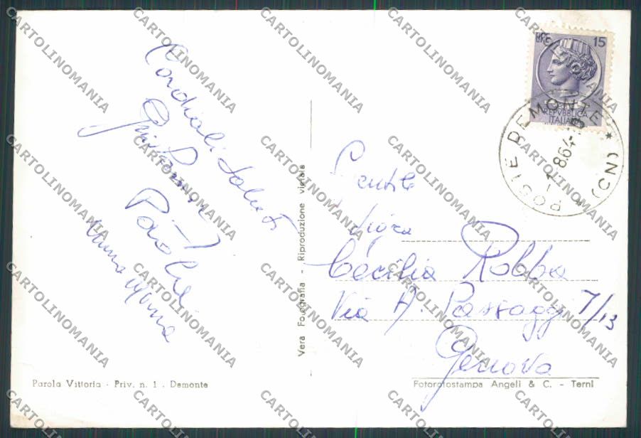 Cuneo Demonte PIEGHE foto FG cartolina BB3527 – retro