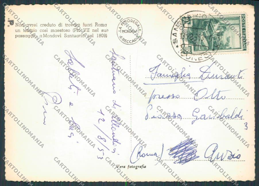 Cuneo Vicoforte Santuario foto FG cartolina BB3530 – retro