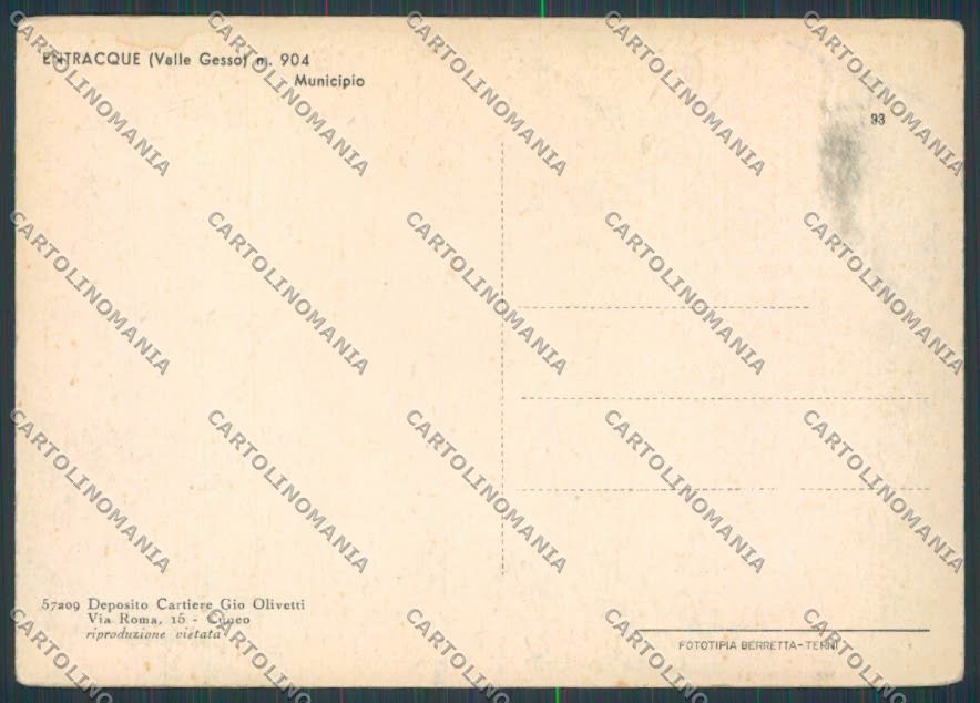 Cuneo Entraque Municipio FG cartolina BB3540 – retro