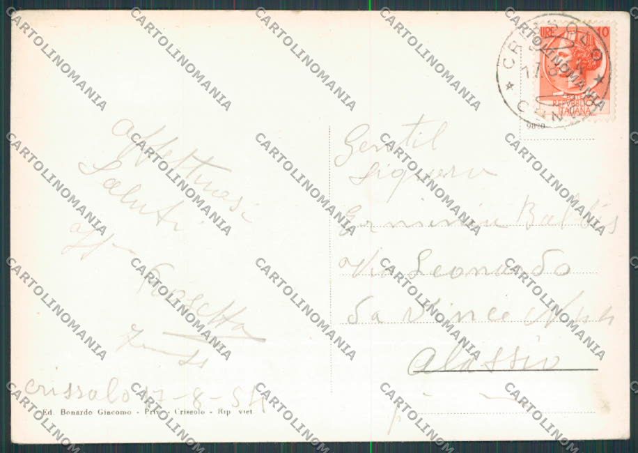 Cuneo Crisollo Panorama FG cartolina BB3560 – retro
