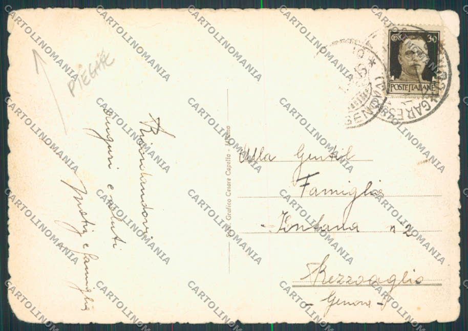 Cuneo Garessio Panorama PIEGHE STRAPPO FG cartolina BB3570 – retro