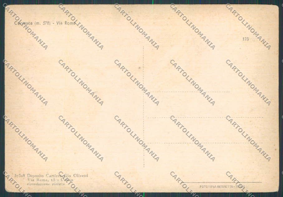 Cuneo Cervasca Via Roma FG cartolina BB3624 – retro