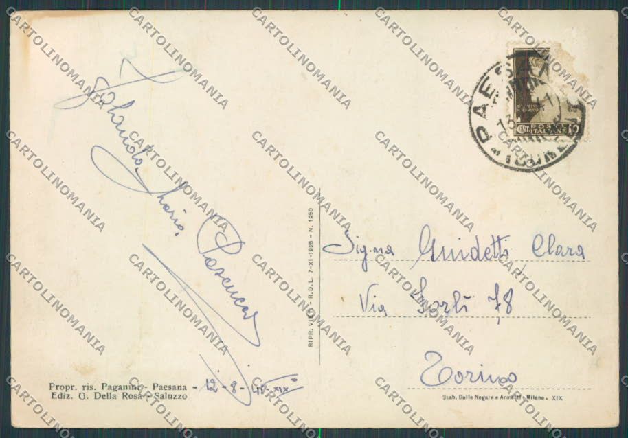 Cuneo Paesana Panorama PIEGHINE FG cartolina BB3634 – retro