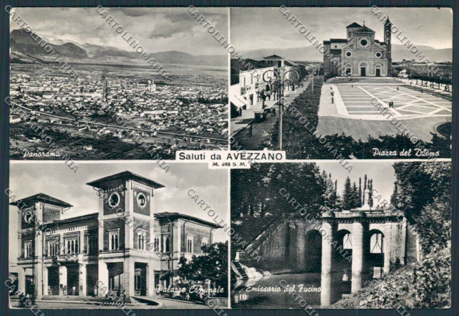 L'Aquila Avezzano Saluti da Duomo PIEGA foto FG cartolina BB3925 – fronte
