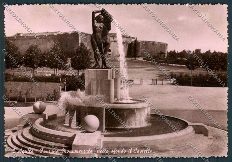 L'Aquila Città Fontana Monumentale Castello foto FG cartolina BB3971 – fronte