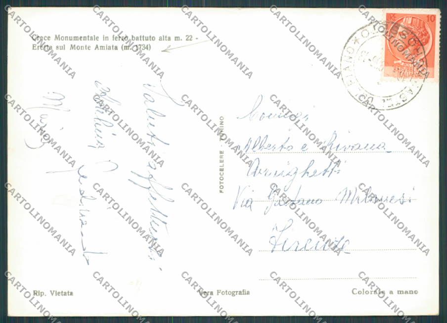 Grosseto Monte Amiata Croce Monumentale foto FG cartolina BB4123 – retro