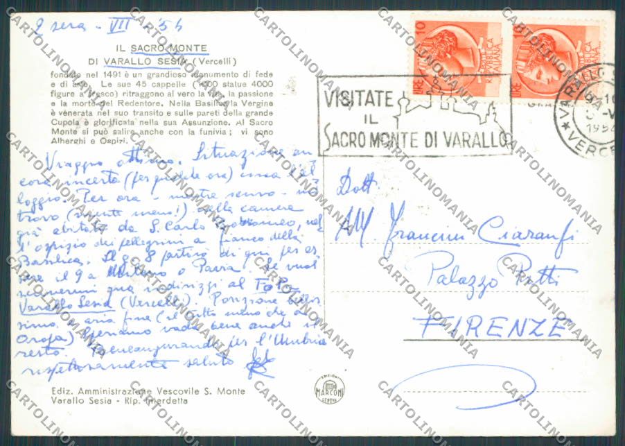 Vercelli Varallo Sacro Monte foto FG cartolina BB4136 – retro