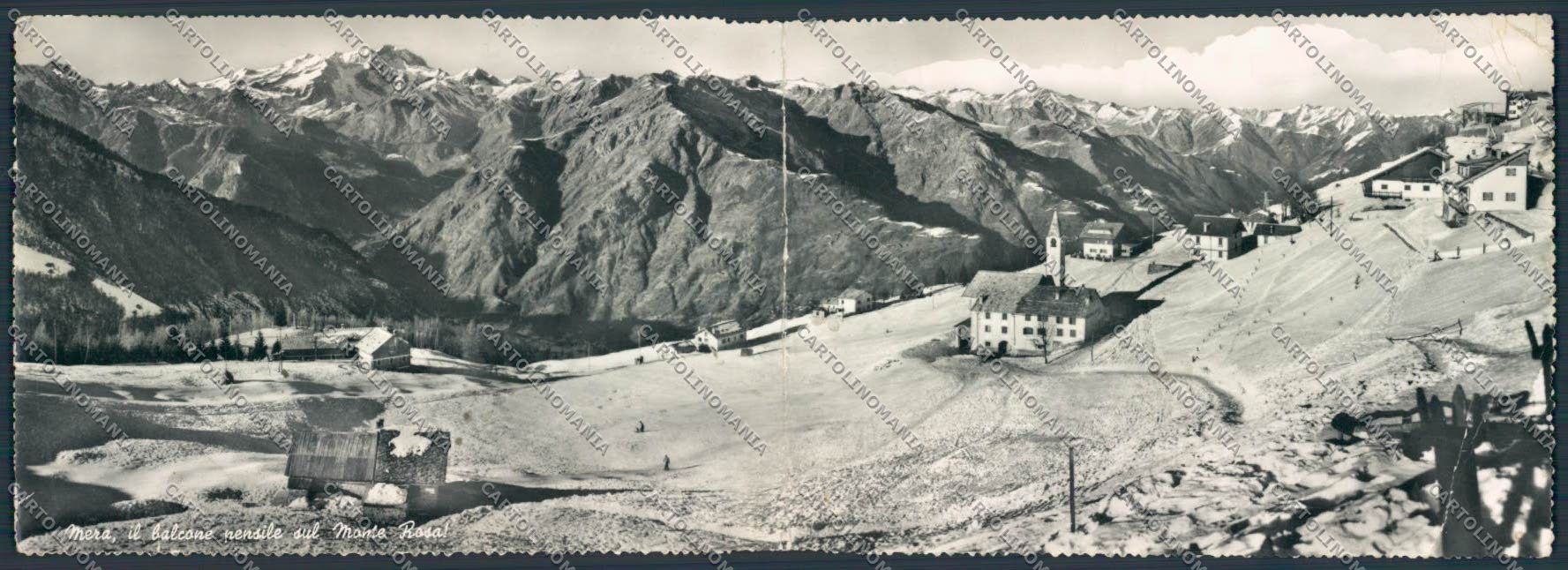 Vercelli Mera doppia Monte Rosa Nevicata PIEGHINE foto FG cartolina BB4143 – fronte
