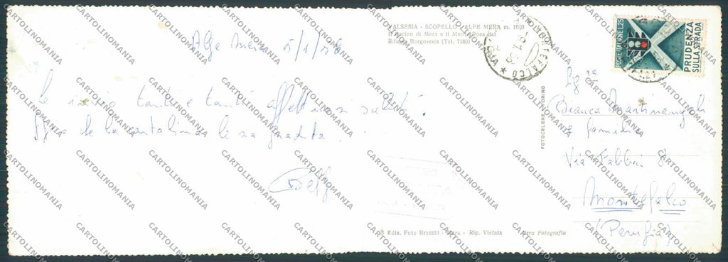 Vercelli Mera doppia Monte Rosa Nevicata PIEGHINE foto FG cartolina BB4143 – retro