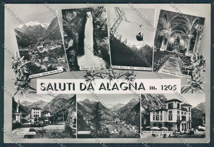 Vercelli Alagna Saluti da Funivia foto FG cartolina BB4147 – fronte