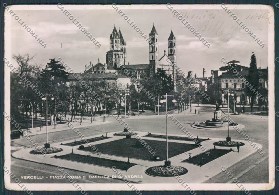 Vercelli Città Piazza Roma PIEGHE foto FG cartolina BB4155 – fronte
