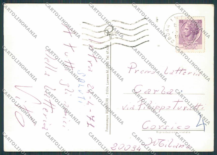 Verbania Intra Battello saluti da FG cartolina BB4177 – retro