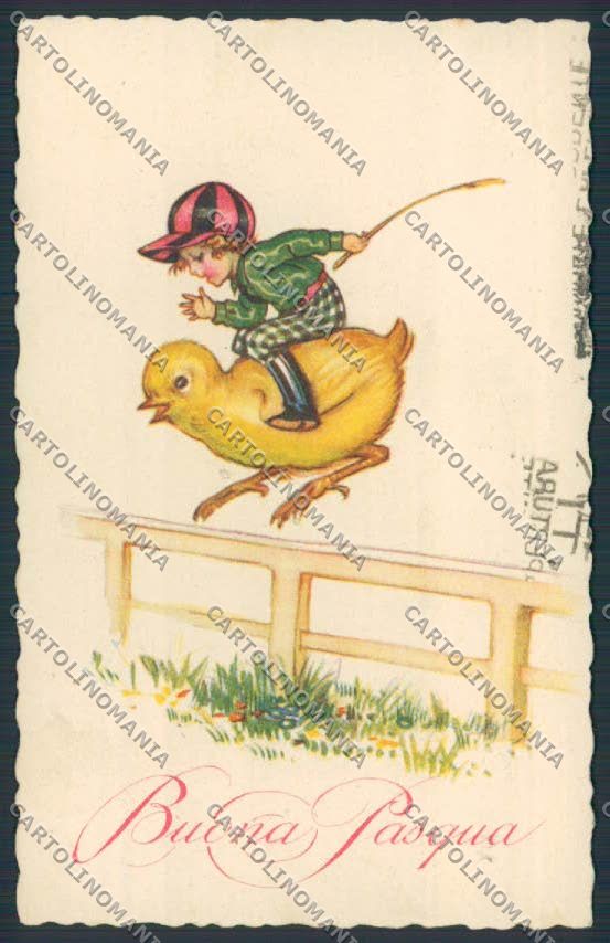 Artist Busi Happy Easter art deco children Degami serie 841 postcard BB4410 – fronte