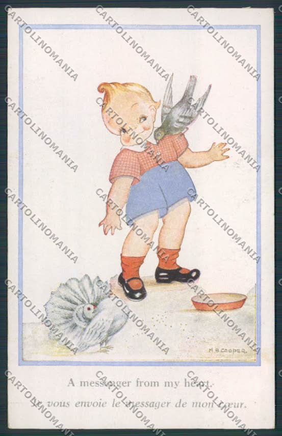 Artist Cooper boy dove postcard BB4889 – fronte