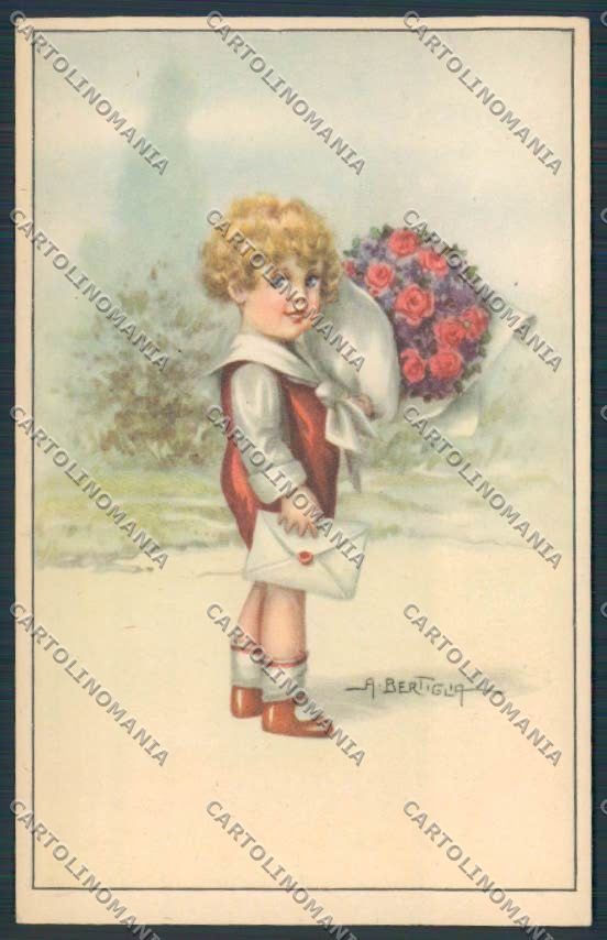 Artist Bertiglia Child Flower serie 766 cartolina BB4935 – fronte