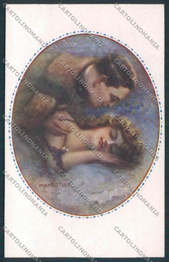 Artist Monestier romantic couple serie 865 postcard BB5008 – fronte