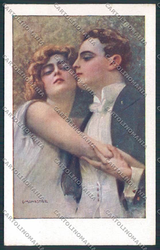 Artist Monestier romantic couple serie 874 postcard BB5015 – fronte