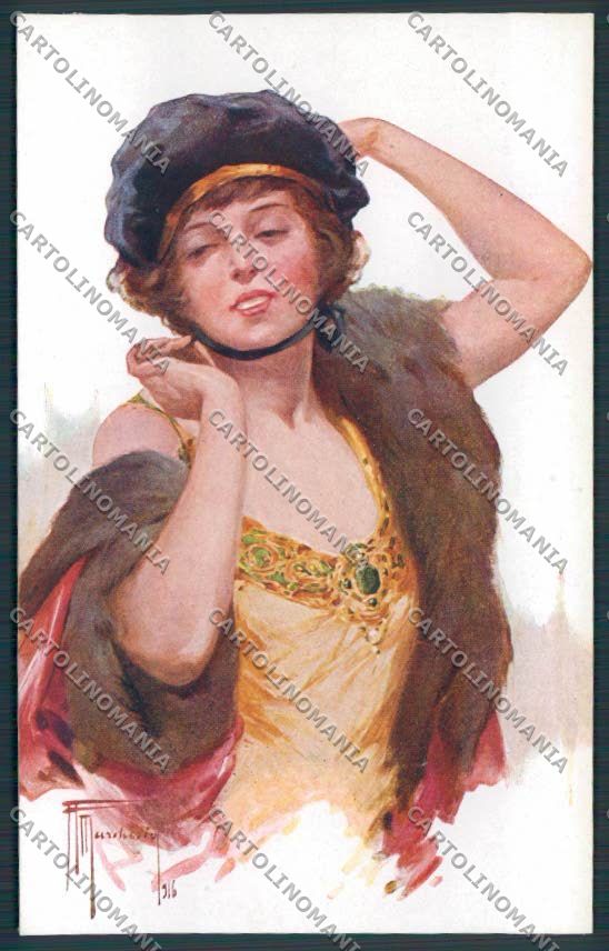 Artist Marchisio Lady serie 3348 postcard BB5019 – fronte