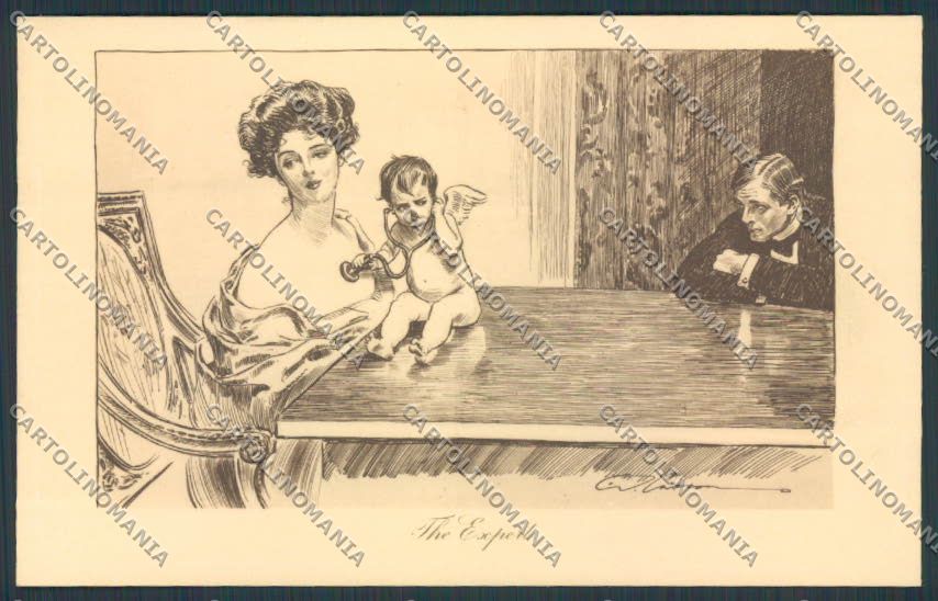 Artist Gibson lady Cupid postcard BB5242 – fronte