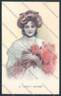 Artist Glamour Lady a Lovely Burden Chrysanthemums postcard BB5250 – fronte