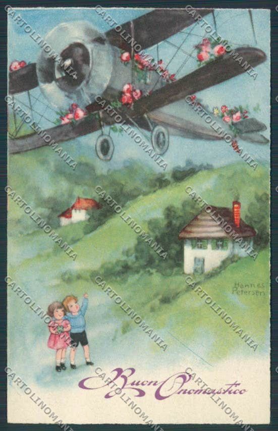 Artist Hannes Petersen children Airplane Degami postcard BB5461 – fronte
