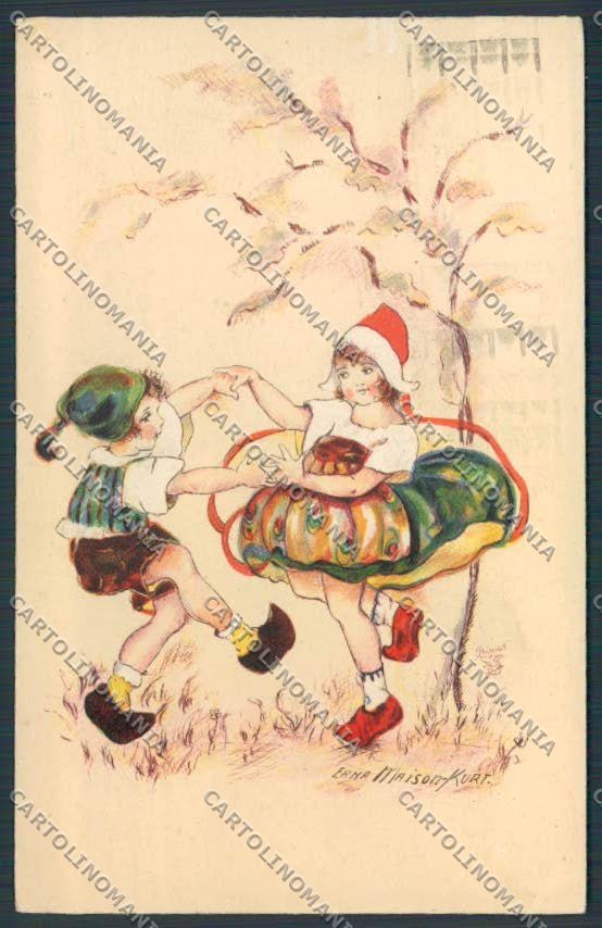 Artist Erna Maison Kurt children dance WRINKLES serie 2061 postcard BB5497 – fronte