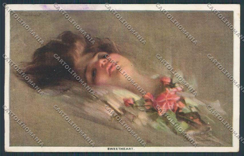 Artist Boileau glamour lady Sweetheart postcard BB5531 – fronte