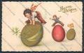 Artist Busi Art Deco Easter Child Eggs Degami 5344 ABRADED postcard BB6307 – fronte