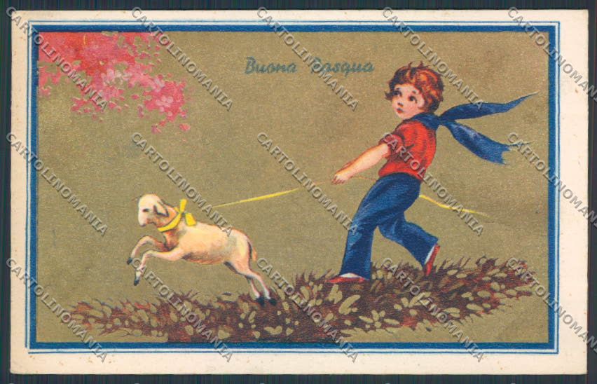 Artist Art Deco Easter Child Cecami serie 7076 postcard BB6311 – fronte