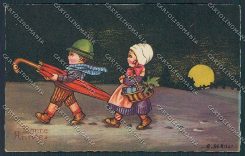 Artist Sgrilli children New Year serie 2343 postcard cartolina BB6572 – fronte
