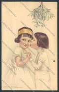Artist Bompard children Christmas serie 921 postcard cartolina BB6802 – fronte