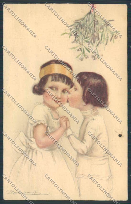 Artist Bompard children Christmas serie 921 postcard cartolina BB6802 – fronte