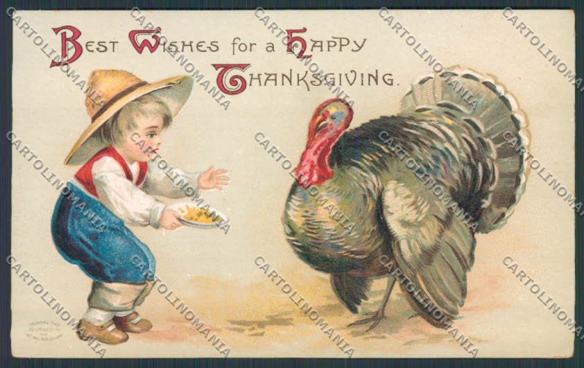 Artist Clapsaddle Ellen Thanksgiving Turkey Relief postcard cartolina BB6937 – fronte