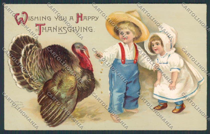 Artist Clapsaddle Ellen Thanksgiving Turkey Relief postcard cartolina BB6939 – fronte