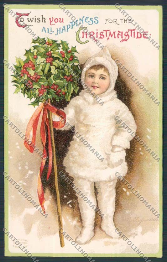 Artist Clapsaddle Ellen Christmas Relief postcard cartolina BB6946 – fronte