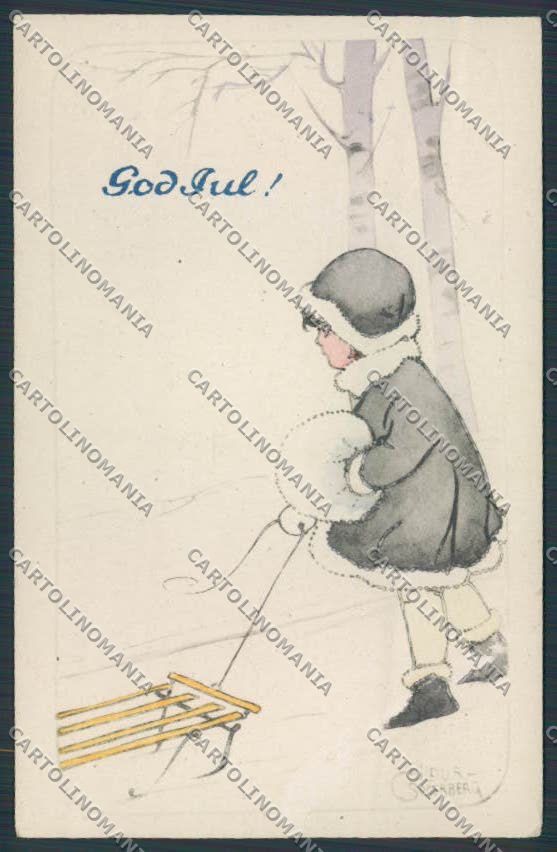 Artist Soderberg Art Deco Christmas ABRADED postcard cartolina BB7005 – fronte