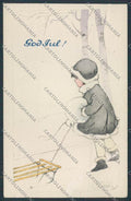 Artist Soderberg Art Deco Christmas ABRADED postcard cartolina BB7005 – fronte